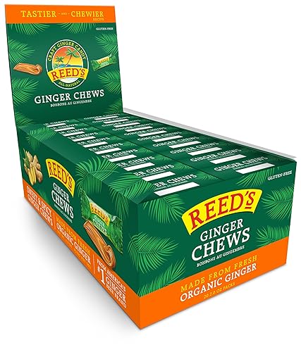 Reed's All Natural Ginger Chews Chewy Ginger Candy - Sweet & Spicy Individually Wrapped Candy For Snacking, Upset Stomach & Morning Sickness - Vegan