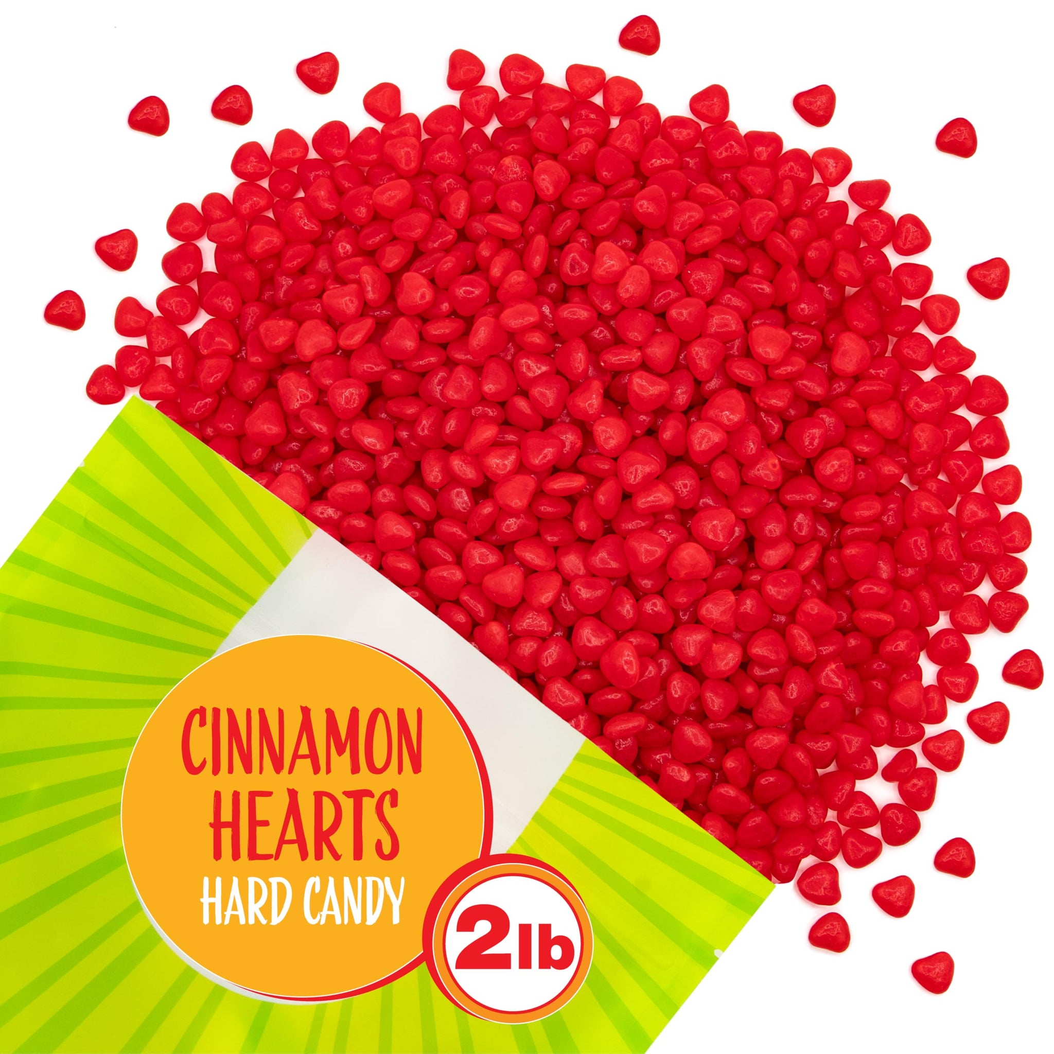Cinnamon Hearts | 2 Pound Bag | Red Spicy Hard Candy Bulk | Heart Shaped Cinnamon Candy Bits for Baking, Decorating, Gifting, and Snacking | Retro