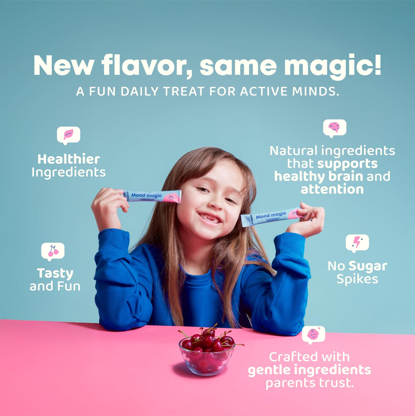 JoySpring Mood Magic Kids Saffron Sticks, Cherry Lime, 25 Ct, 4+