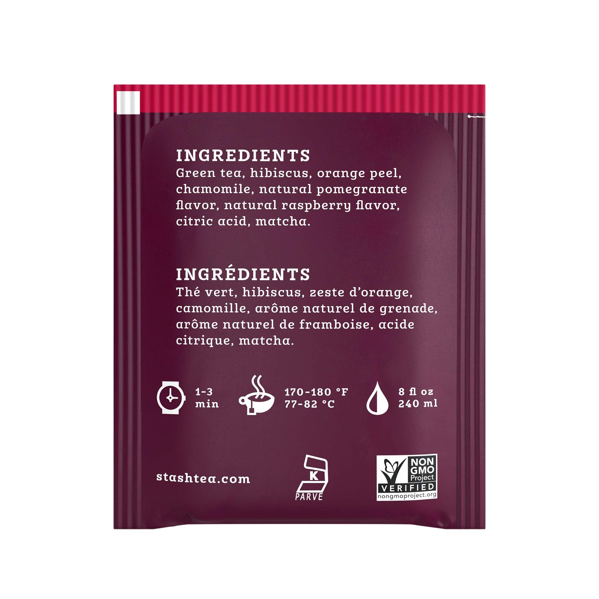 Stash Tea Pomegranate Raspberry & Matcha Green Tea - Caffeinated, Non-GMO Project Verified Premium Tea with No Artificial Ingredients, 18 Count (Pack