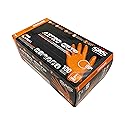 SAS Safety 66573 Astro Grip Powder-Free Nitrile Disposable Glove, Large, Pack of 100, Orange
