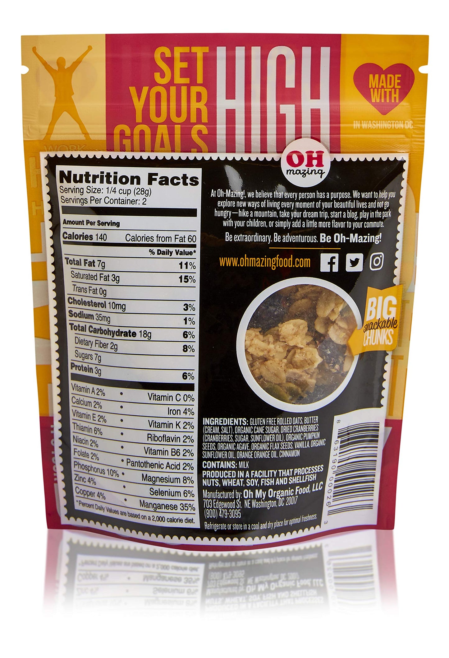 Oh-Mazing Granola Snack, Nut-Free, Gluten-Free, Cranberry Orange, 2 Ounce Bag (Pack of 5)