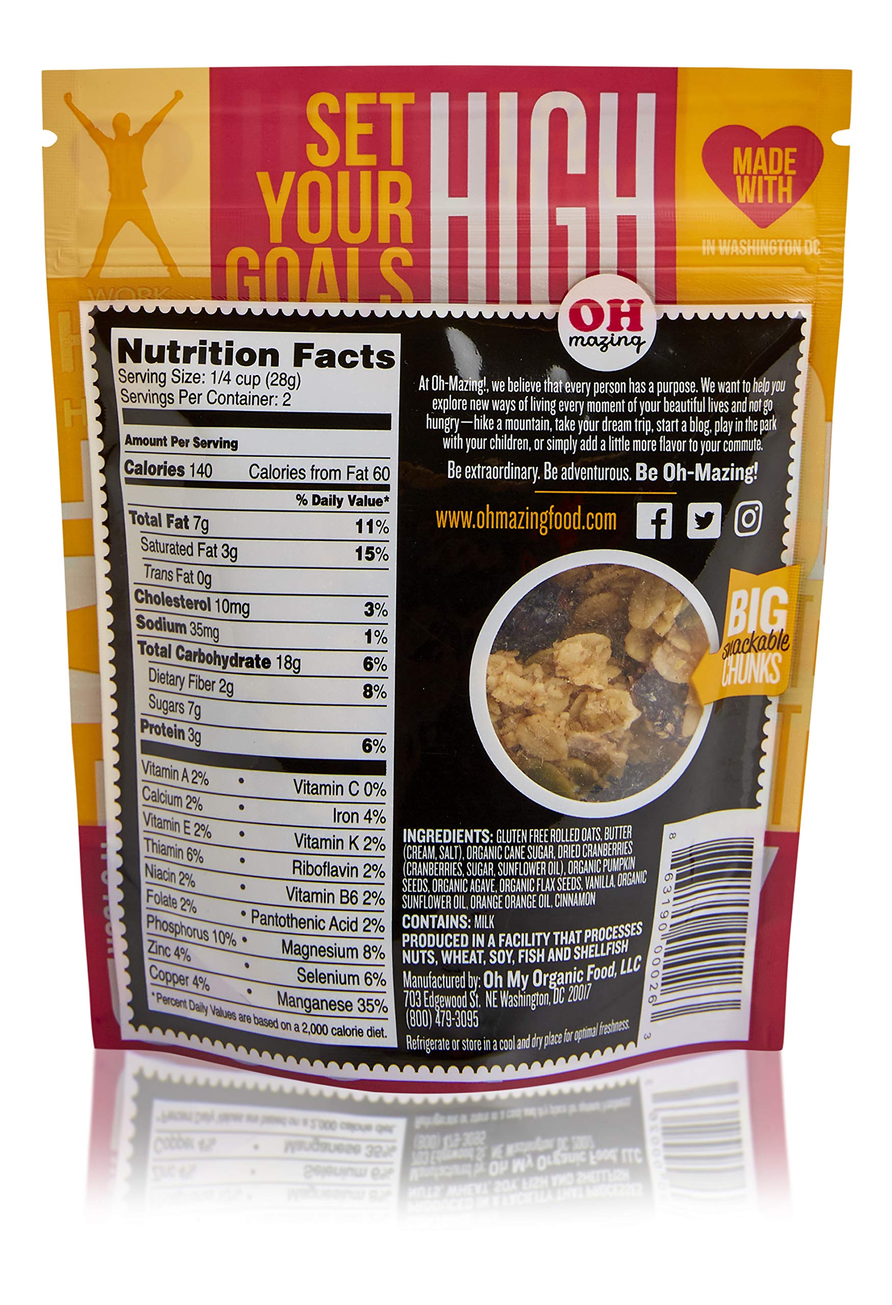 Oh-Mazing Granola Snack, Nut-Free, Gluten-Free, Cranberry Orange, 2 Ounce Bag (Pack of 5)