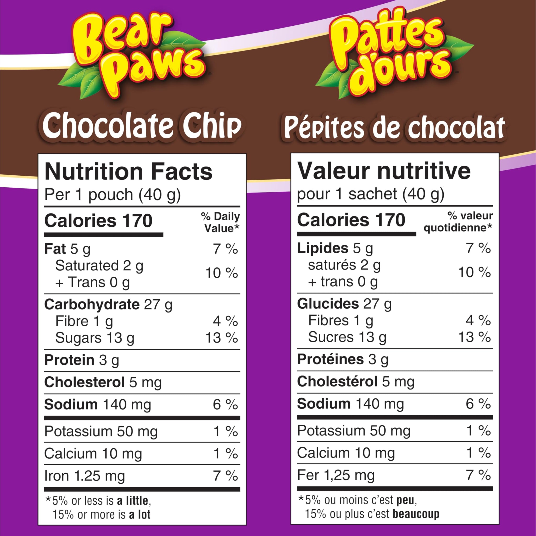 Dare Bear Paws, Chocolate Chip Soft Cookies, 480g/16.9 oz., x 12 Pouches, Family Pack, Peanut Free (Imported from Canada)