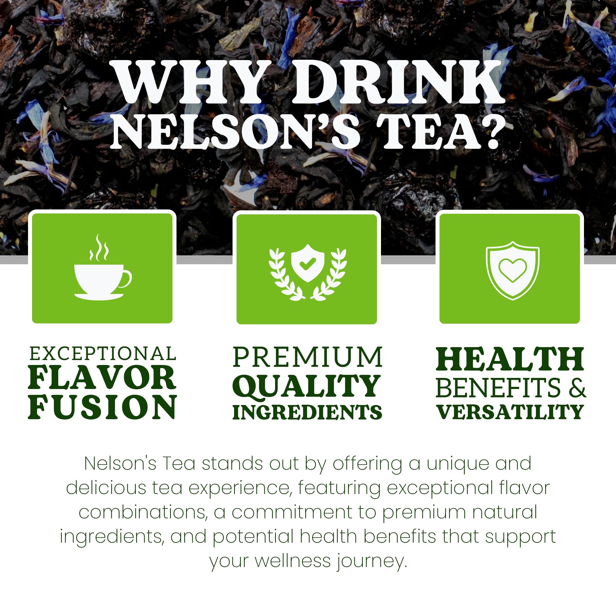 Nelson's Tea Blueberry Earl Grey Loose Leaf Tea w/Blueberries & Cornflower Petals - 4oz Refreshing Twist on Classic Earl Grey w/Natural Flavors