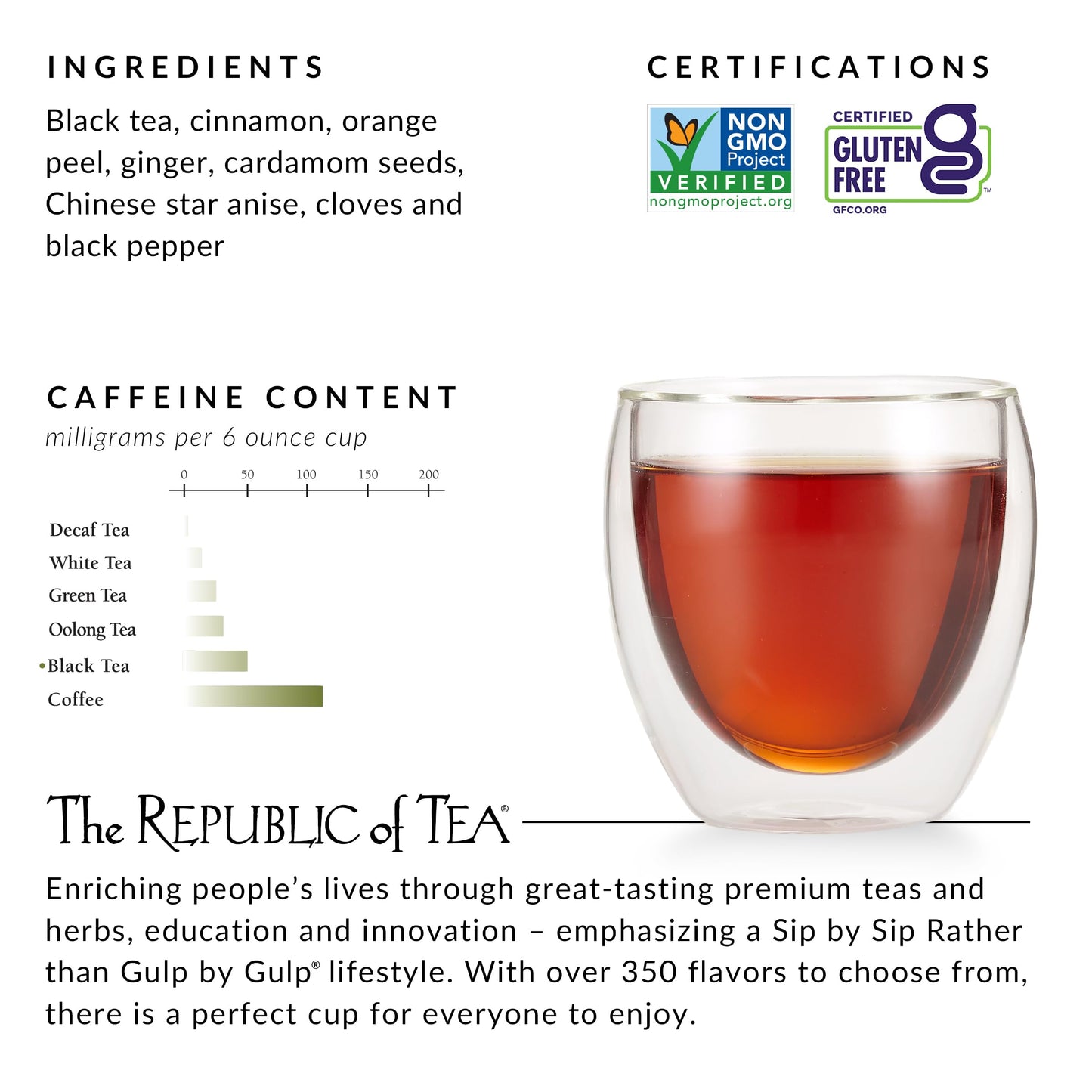 The Republic of Tea - Republic Chai Black Tea, 50 Tea Bags, Spiced Chai Blend, Gluten Free