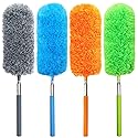 4 Pack Small Microfiber Feather Duster, with 13" to 30" Extendable Pole, Microfiber Head, Cleaning Tool for Cleaning Office, Car, Computer, Furniture