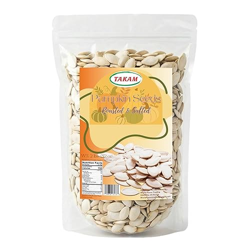 TAKAM Roasted & Salted Pumpkin Seeds (In Shell), Jumbo Size, Product of Jordan, 2 lbs (32 oz) Resealable Bag