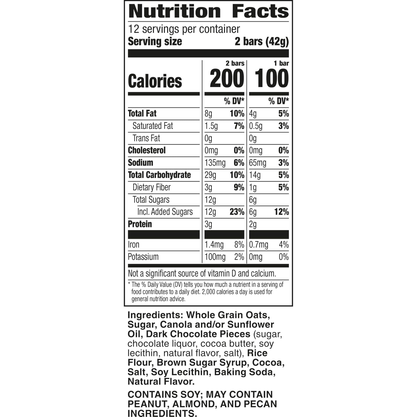 Nature Valley Crunchy Granola Bars, Oats 'N Dark Chocolate, 24 Bars, 17.88 oz (12 Pouches)