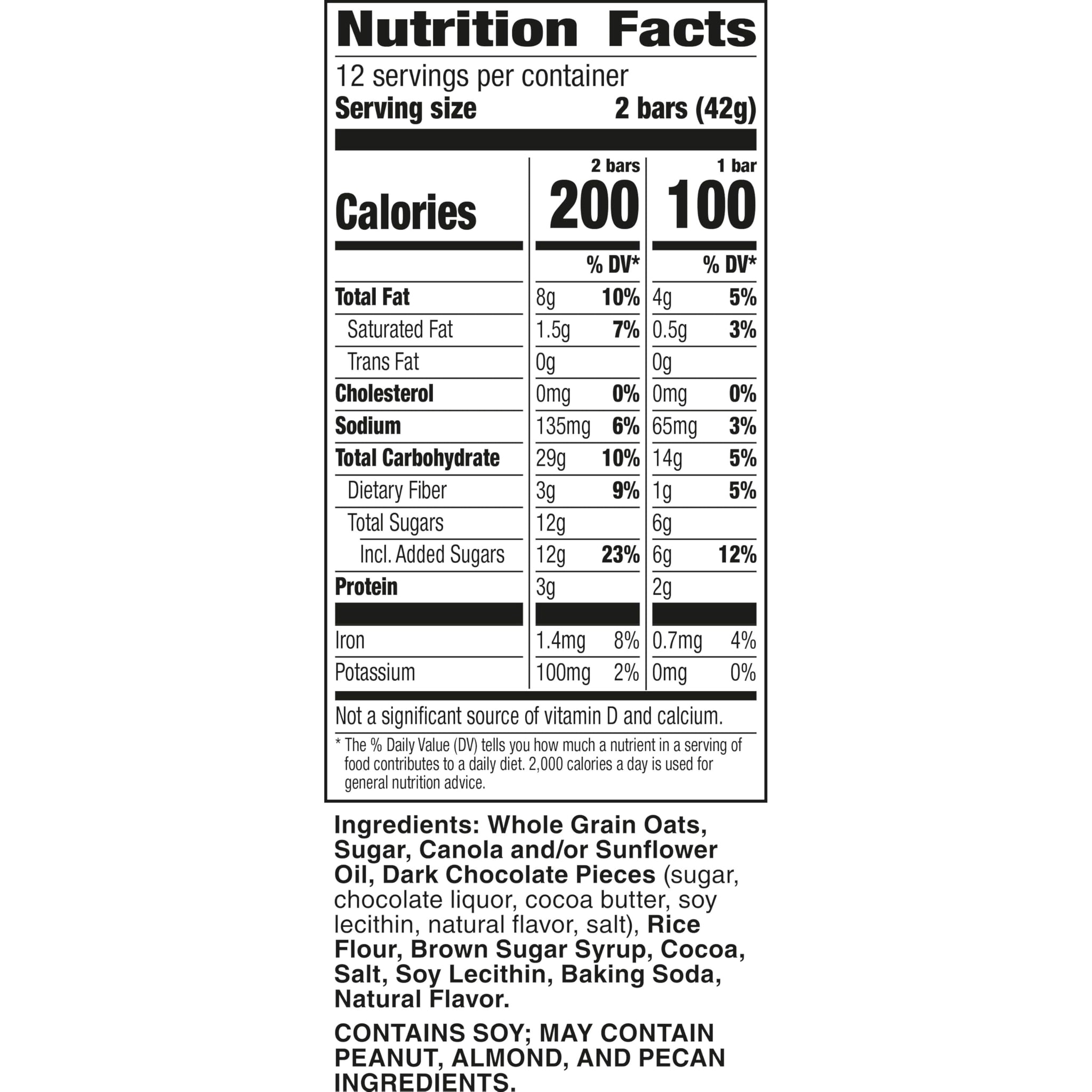 Nature Valley Crunchy Granola Bars, Oats 'N Dark Chocolate, 24 Bars, 17.88 oz (12 Pouches)