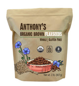 Anthony's Organic Brown Whole Flaxseed, 2 lb, Batch Tested and Gluten Free, Raw, Non GMO, Sproutable, Keto Friendly