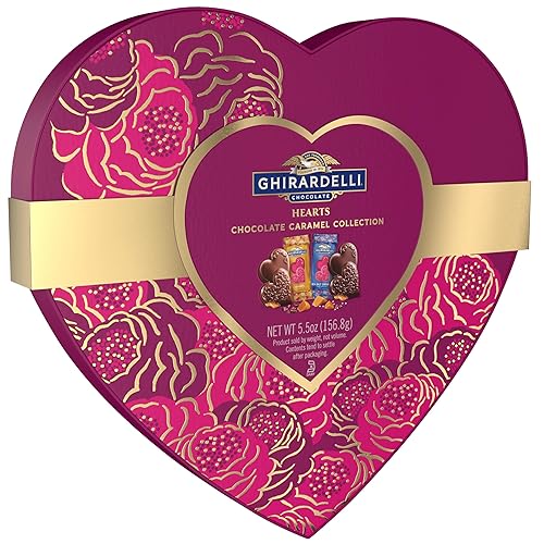 GHIRARDELLI Chocolate Caramel Hearts Collection Heart Shaped Box, 5.5 oz