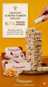 Crunchy Almond Turron Nougats From Spain, Traditional Spanish Candy Individually Wrapped, 24 Turron Duro Bars By El Almendro, Dessert, Gluten Free