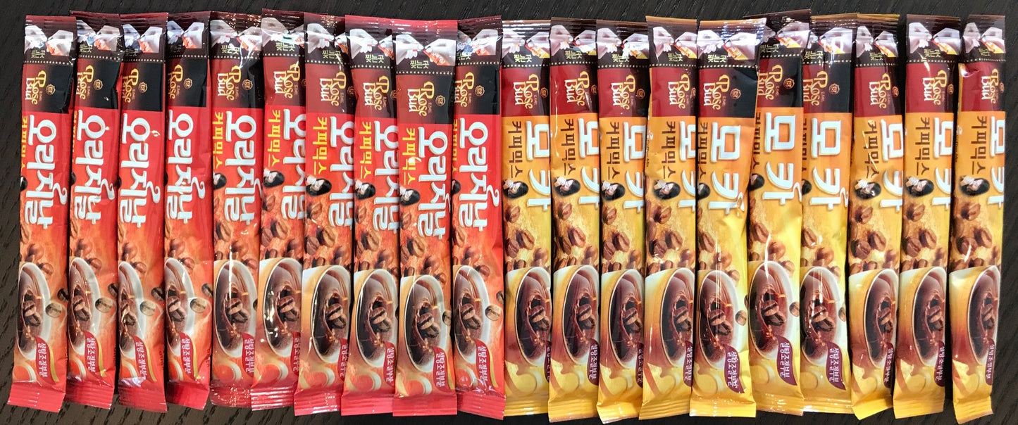 Korean Rosebud Original / Mocha Instant Coffee Mix Sample pack (20 Sticks)