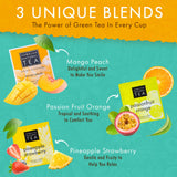 Hawaiian Natural Organic Tropical Fruit Tea Sampler - Green, Black, White Tropical Fruit Tea Blends, Gift Box Set For Special Occasions - 24 Bags