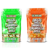 Bliss Life Freeze Dried Caramel Apple & Orange Creamsicle 1.5oz Bundle, ASMR Crunchy Fruit Candy, Sweet and Tangy Kids Treats