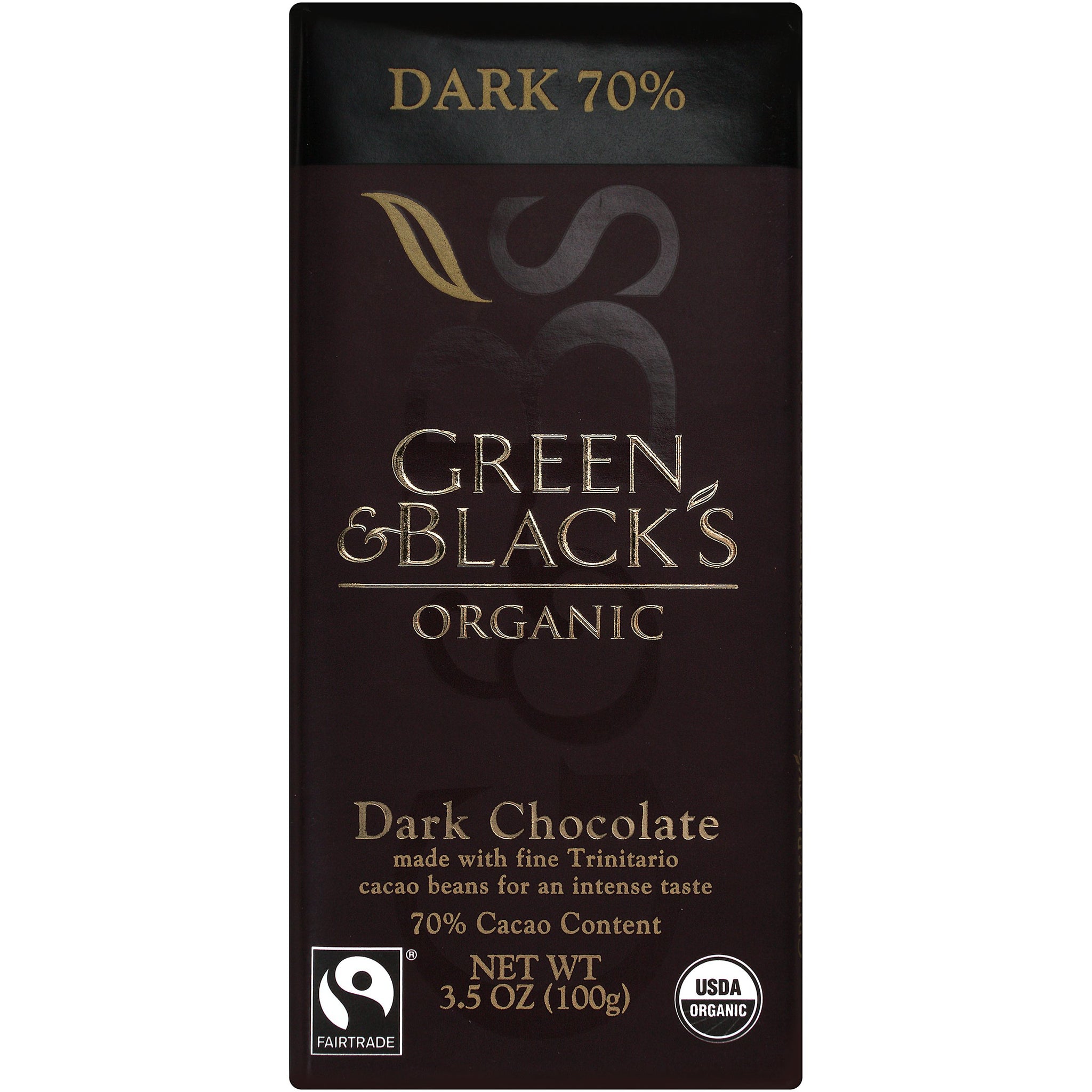 Green & Black's Organic Chocolate Bar, Dark 70% Cocoa, 3.5 Ounce