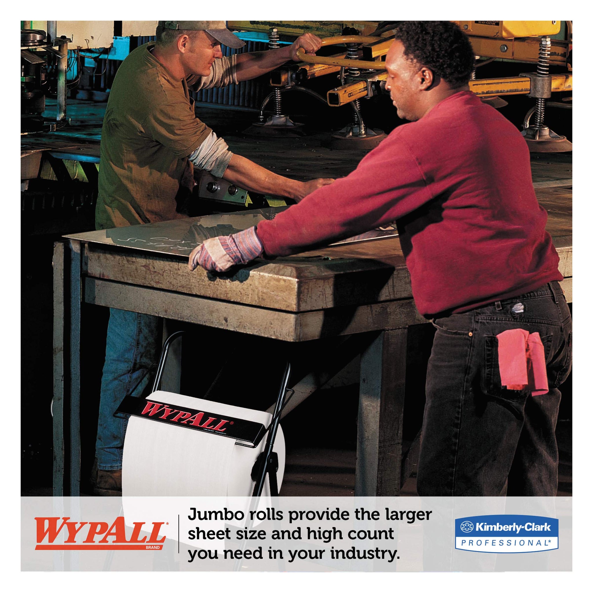 WypAll 34955 X60 Cloths, Jumbo Roll, White, 12 1/2 x 13 2/5, 1100 Towels/Roll