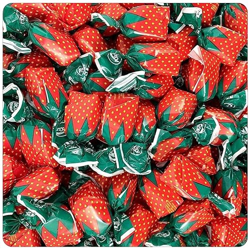 Strawberry Hard Candy Individually Wrapped by Cambie, 4 lbs of Strawberry Candy with a Deliciously Sweet Hard Exterior with a Soft, Fruit-Filled