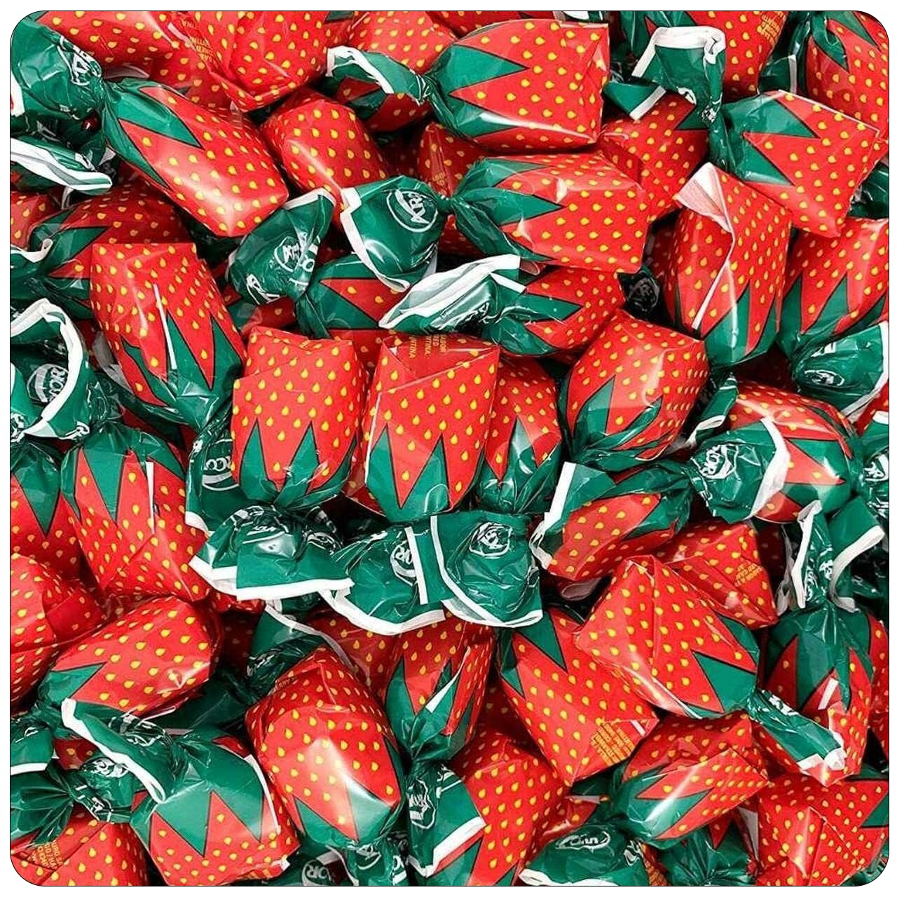 Strawberry Hard Candy Individually Wrapped by Cambie, 4 lbs of Strawberry Candy with a Deliciously Sweet Hard Exterior with a Soft, Fruit-Filled