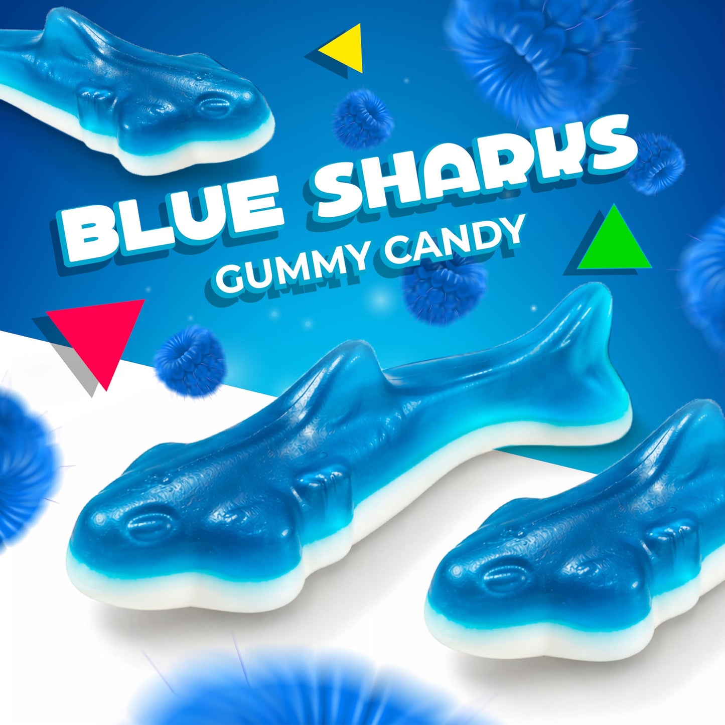Blue Gummy Sharks Candy | 1 Pound Bag | Shark Gummies | Blue Candy for Buffets, Decorative Jars, Goodie Bags, and Themed Events | Blue Raspberry