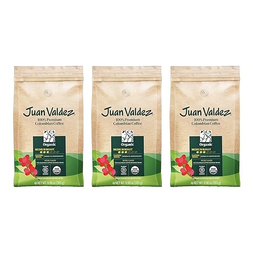 Juan Valdez Organic Ground Coffee, Balanced Roast 10 OZ - 100% Colombian Coffee USDA Organic Certified - 100% organic coffee free of chemicals in its