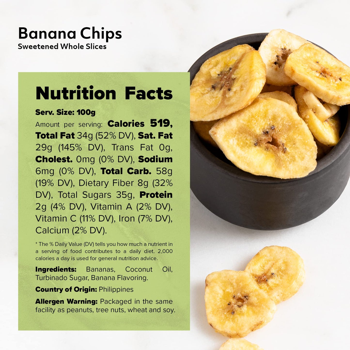 NUTS U.S. - Banana Chips | Dried and Sweetened | All Natural | Vegetarian | Non GMO and Gluten Free | Packed in a Resealable Bag (2 LBS)