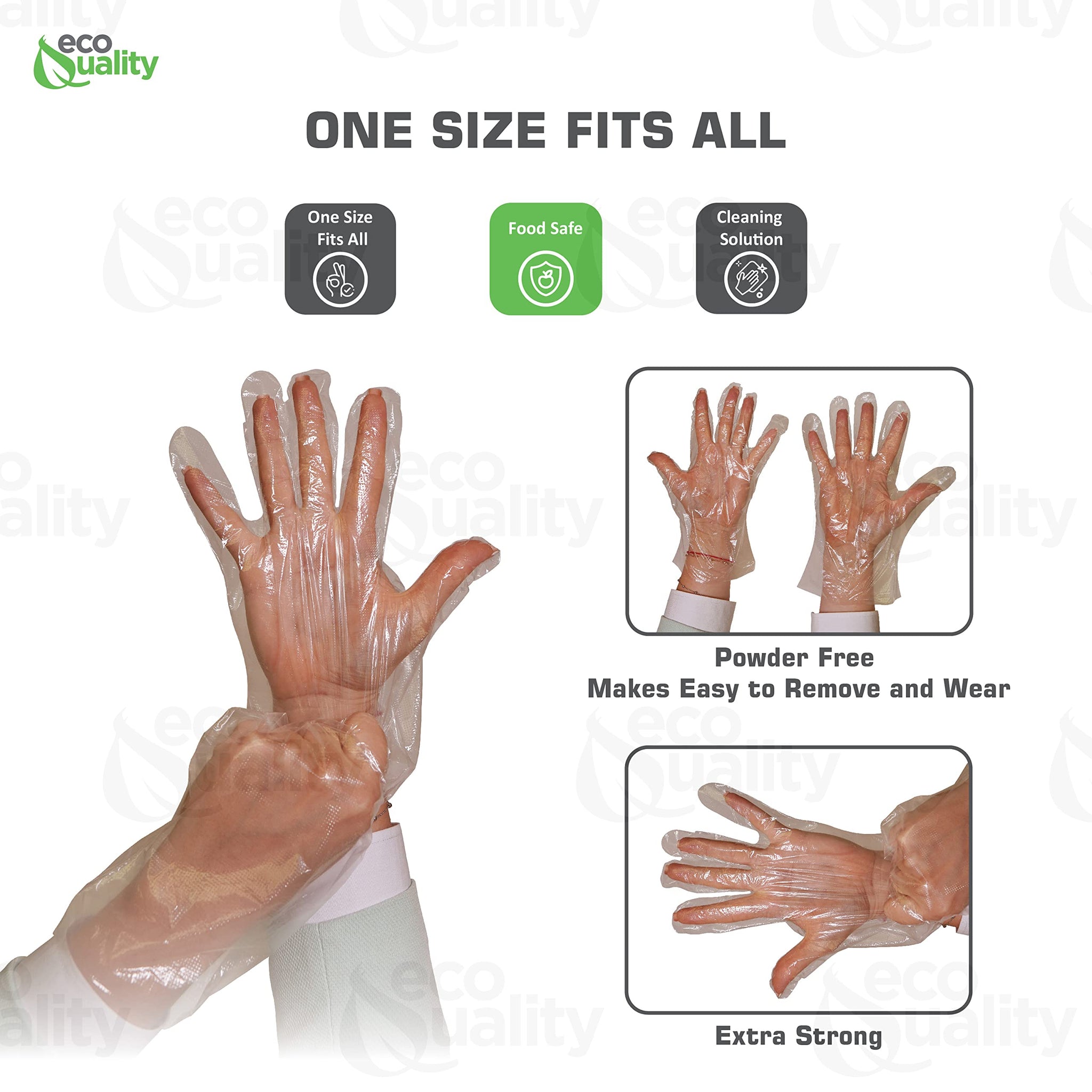 EcoQuality Disposable Food Preparation Poly Gloves 2500 Count - One Size Fits All BPA FREE - Food Grade PE Disposable Gloves Latex & Powder Free (5