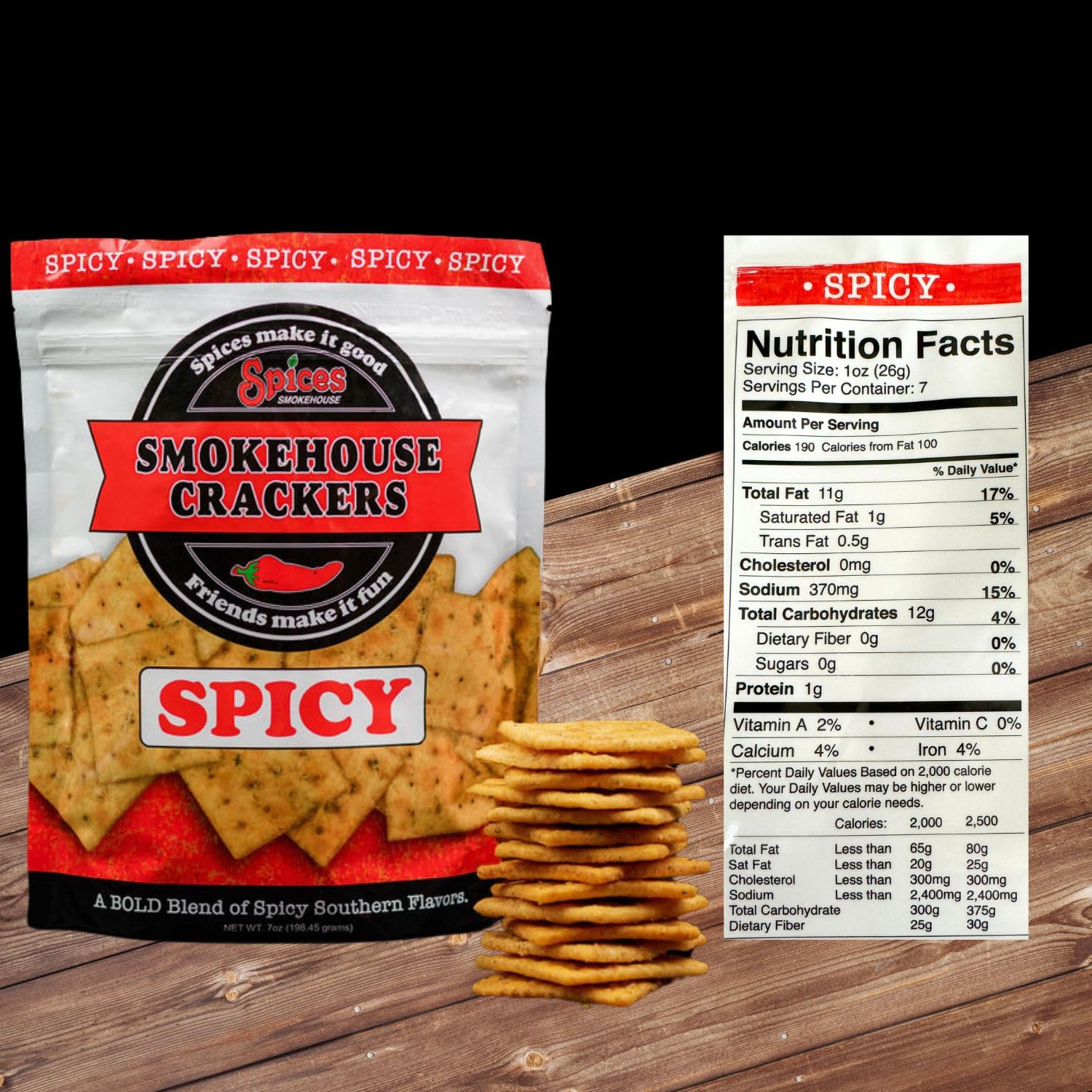 Smokehouse Crackers, Spicy Snack Crackers, 3-7 oz bags (3 Pack)