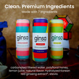 ginsa Sparkling Ginseng Energy Drink with Korean Red Ginseng | Natural Energy Booster | Non-GMO, Supports Focus & Clarity with Pure Ginseng Root, No