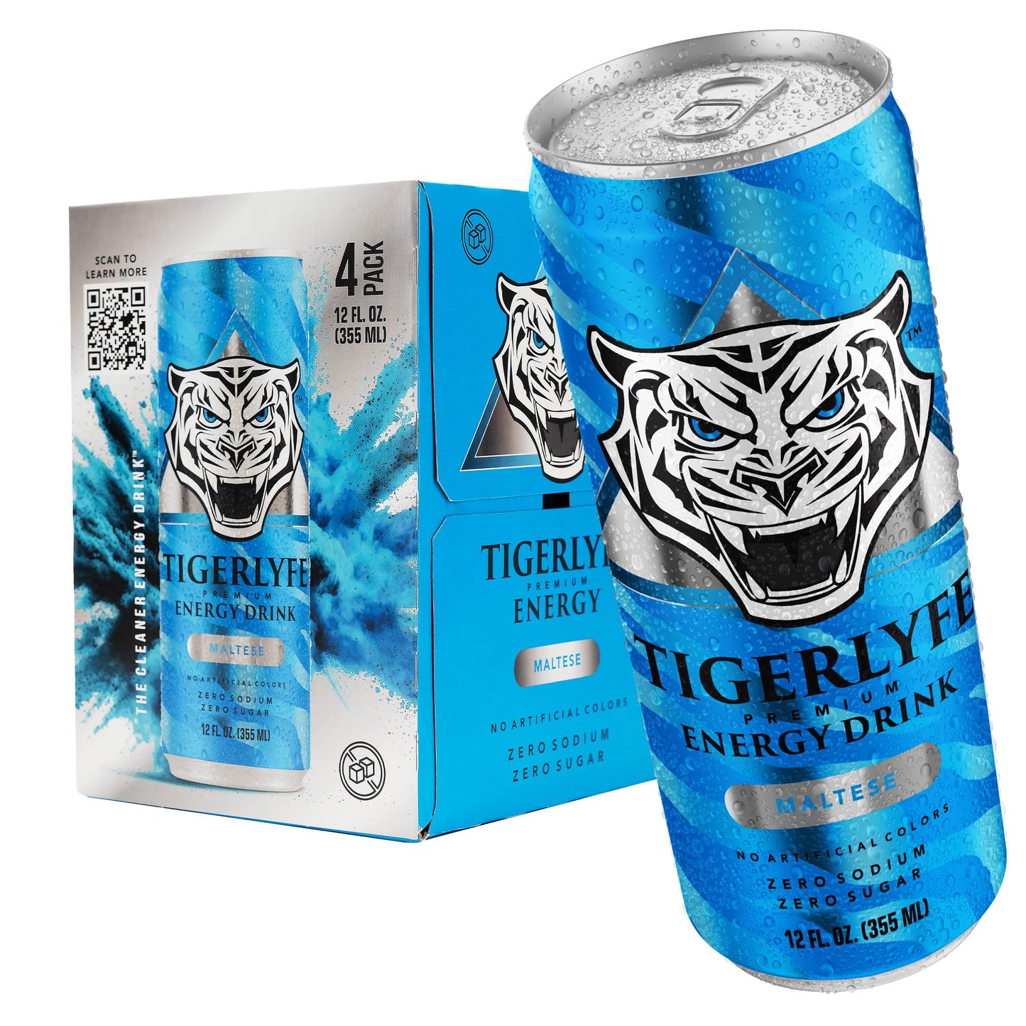 TIGERLYFE Energy Drink 4 Pack, Sugar Free Energy Drink, Zero Calorie, Zero Carb, Diet Energy Drinks Bulk, 12oz Slim Can, Zero Sugar Energy Drinks