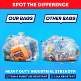 Veska 95 Gallon Trash Bags Clear (Huge 25 Count w/Ties) 95-96 Gallon Extra Large Garbage Bags, Clear Recycling Trash Bags, 90 Gallon