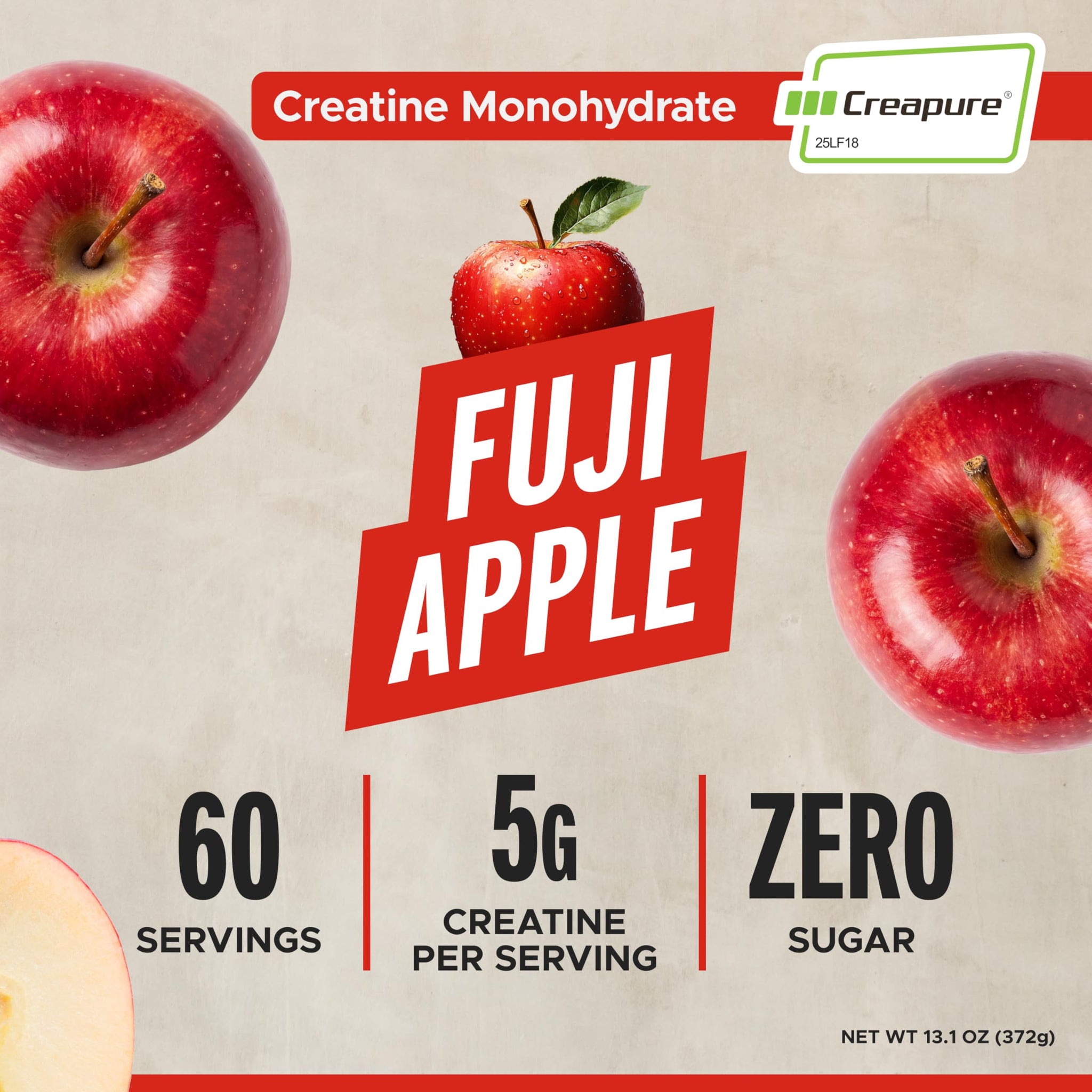 FITAID Creatine Monohydrate Powder, CreaPure, Fuji Apple, ATP Production for Weightlifting, Running, Naturally Flavored, Smooth-Mixing, Easy on
