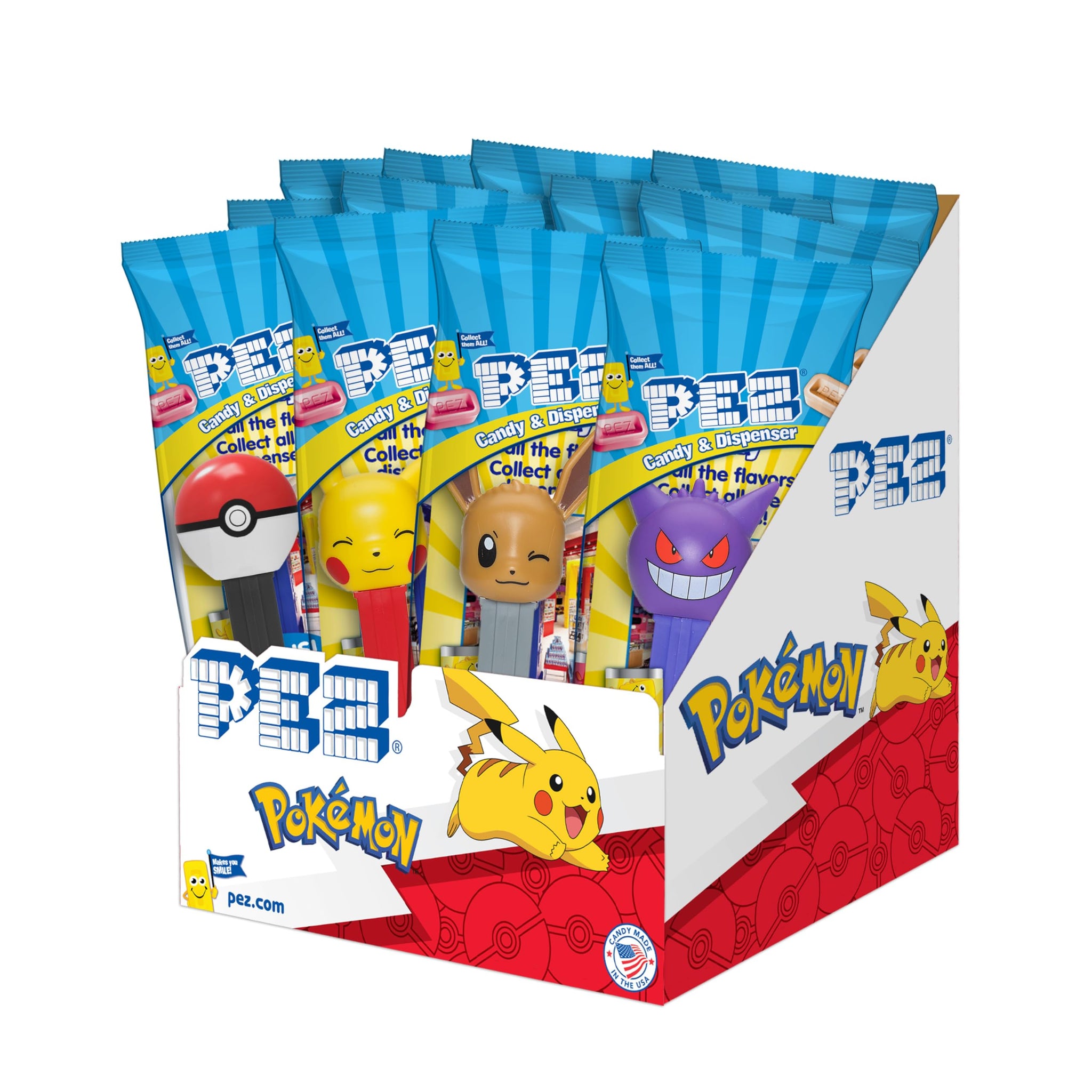 Pokémon PEZ Dispensers Party Pack - 12 Count Individually Wrapped Candy & Collectible Dispensers, Birthday Party Favors, Gift Bags, Event Treats