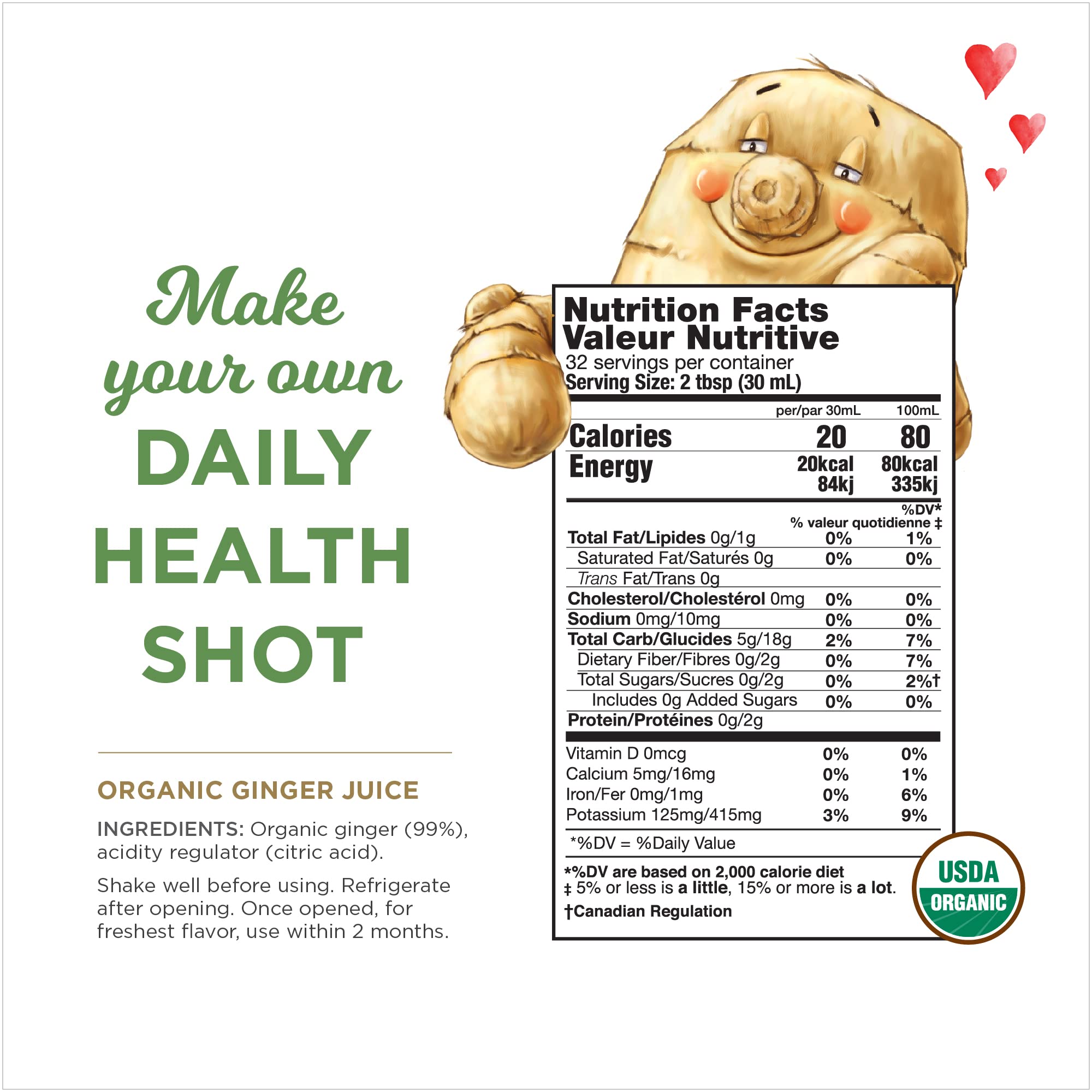 99% Pure Organic Ginger Juice by The Ginger People - Digestive Health, Premium Quality, 32 Fl Oz Bottle (Pack of 1)
