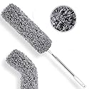 Microfiber Duster for Cleaning with Telescoping Extension Pole 100 Inch, Washable Bendable Head Duster Cleaner for Cleaning High Ceiling, Keyboard