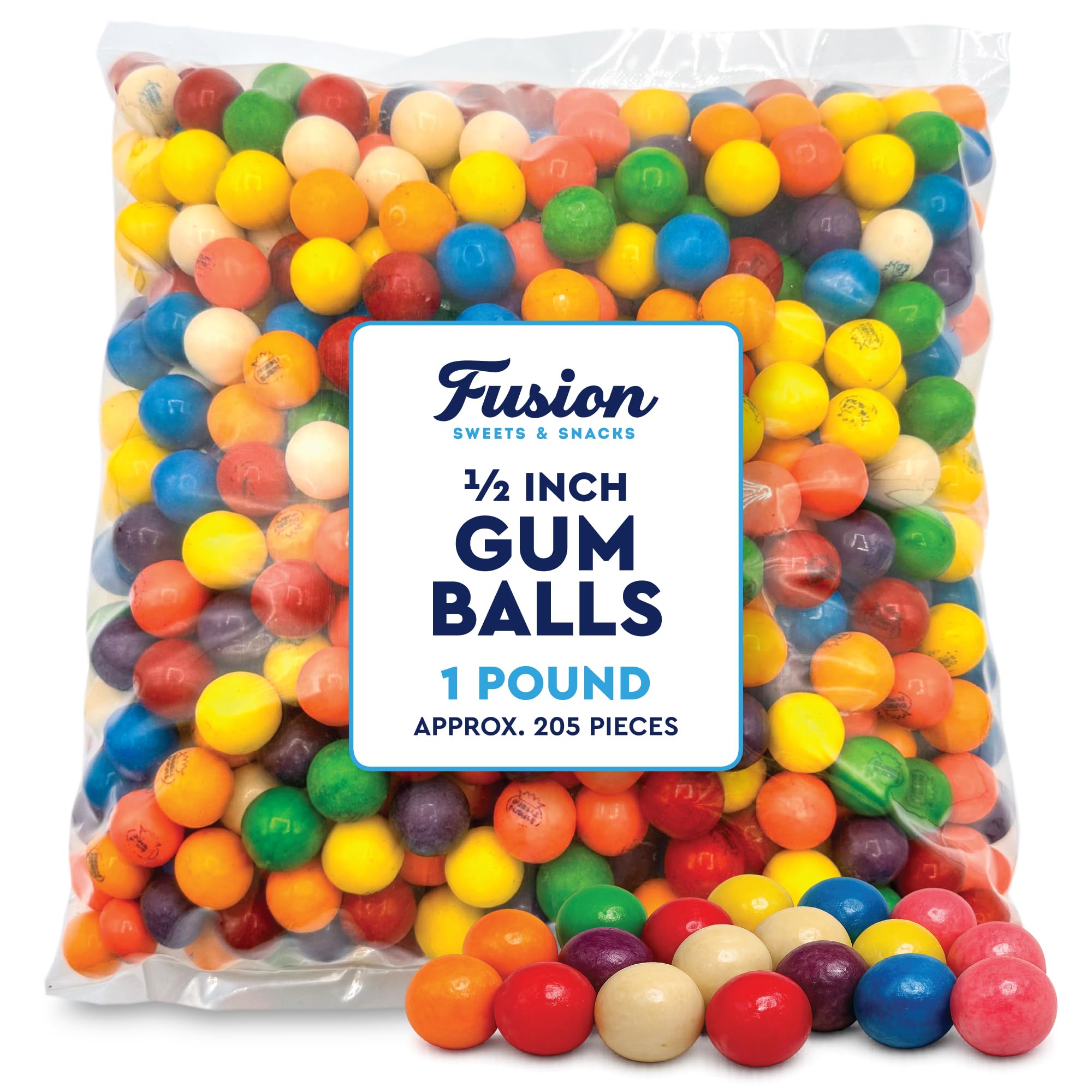 Gumballs Bulk 1/2inch 1 Pound Bag - Gumballs For Gumball Machine - Gumball Machine Refills - Assorted Fruit Flavor - Bubble Gum