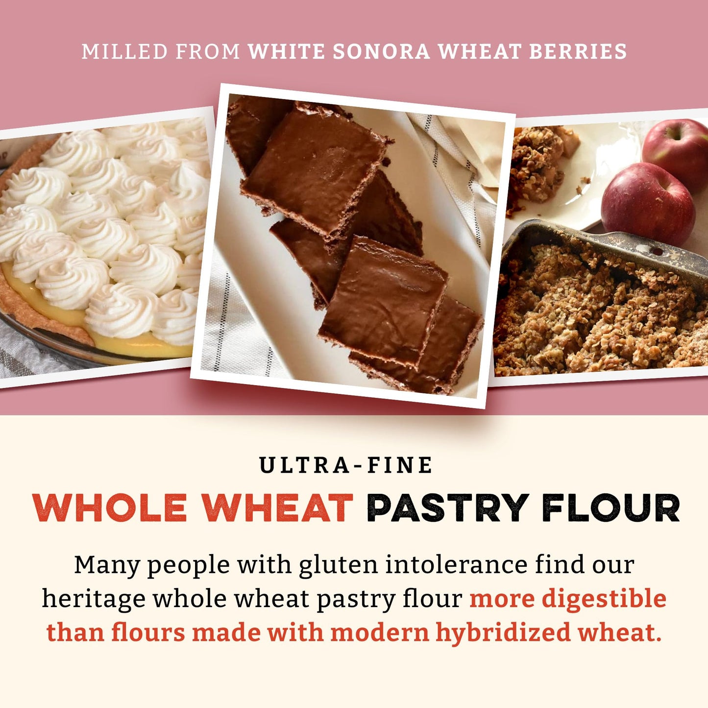 Sunrise Flour Mill USDA Organic Heritage Whole Wheat Pastry Flour - 5 lbs | Milled from White Sonora | Easier to Digest with Less Bloating | No