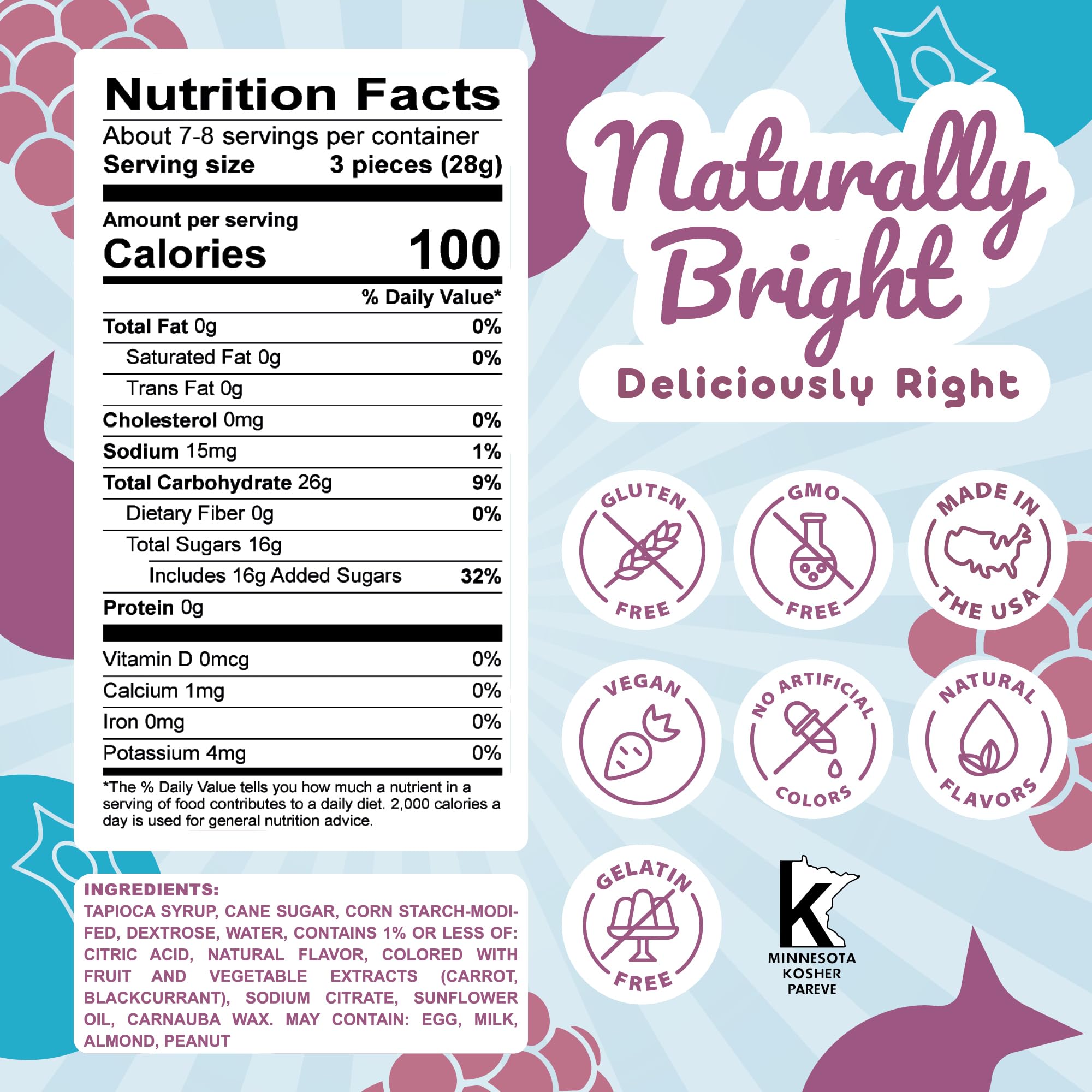Candifi Dye Free Candy (8 oz) - BerryFish Gummy Fish Candy - Non GMO - Berry Flavored Swedish Style Fish Gummies Made with Only Natural Colors