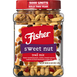 Fisher Snack Sweet Nut Bulk Trail Mix, 38 oz (Pack of 1), Honey Roasted Peanuts, Raisins, Frosted Walnuts, Cashews, Dried Sweetened Cranberries