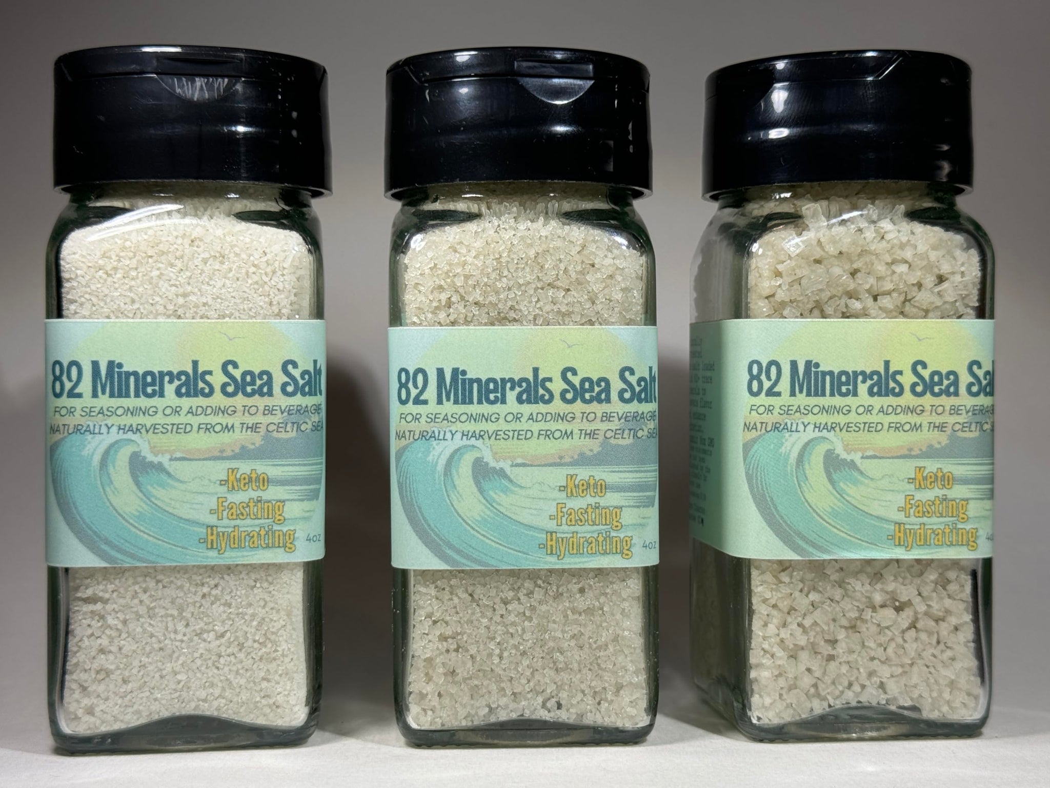 82 Minerals French Grey Sea Salt | Premium Hand-Harvested Sel Gris | 4oz Fine, Coarse, Extra Coarse Trio | Mineral & Electrolyte Finishing Salt
