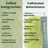 BetterDays Co. BetterGreens Caffeinated Super Greens Powder - 60 Servings, 120mg Caffeine, 5 Calories (Strawyberry Limeade)