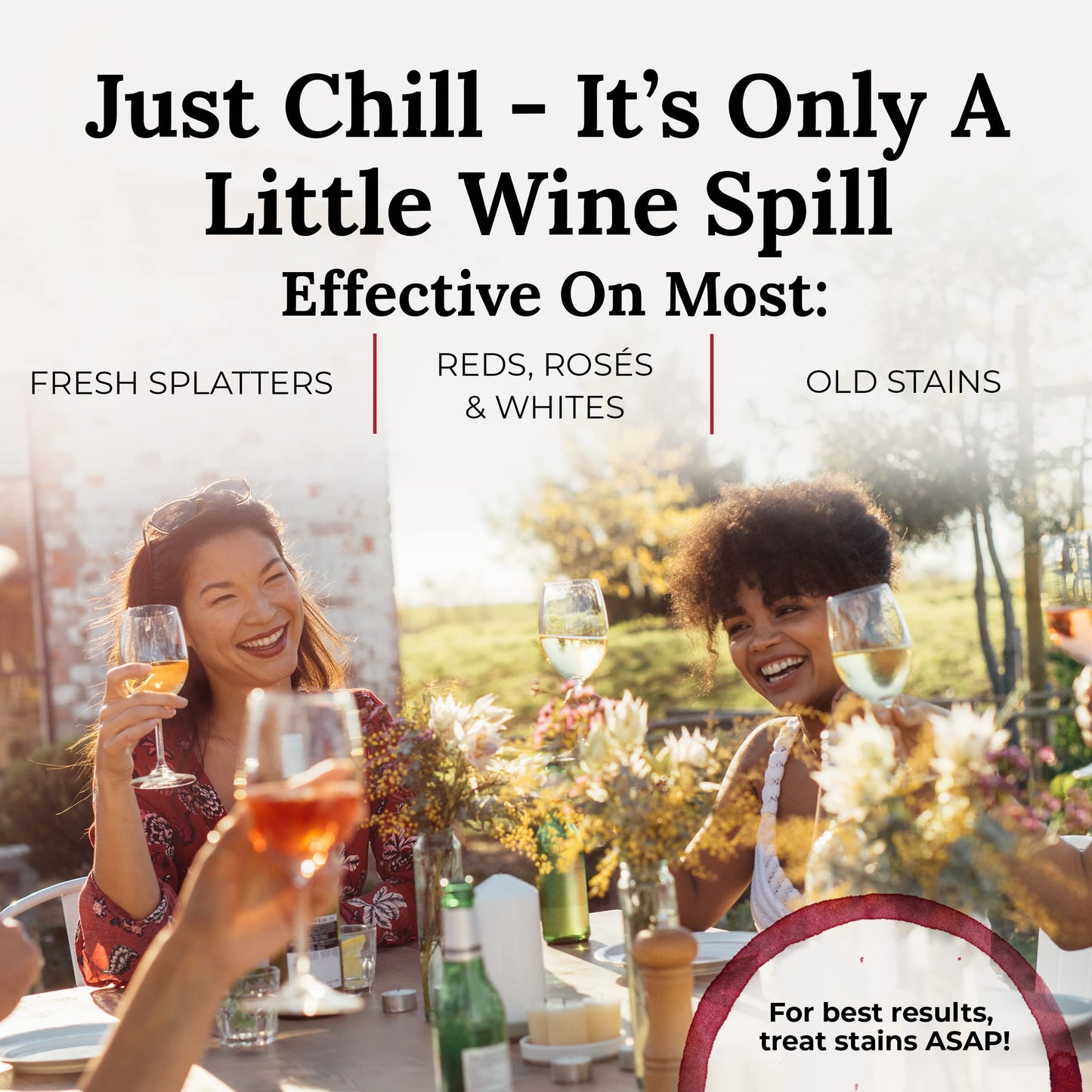 Chateau Spill Red Wine Stain Remover Wipes - 5 Count Individually Wrapped to go Wipes for Stubborn Stains on Clothes, Tablecloth, Carpet, Upholstery