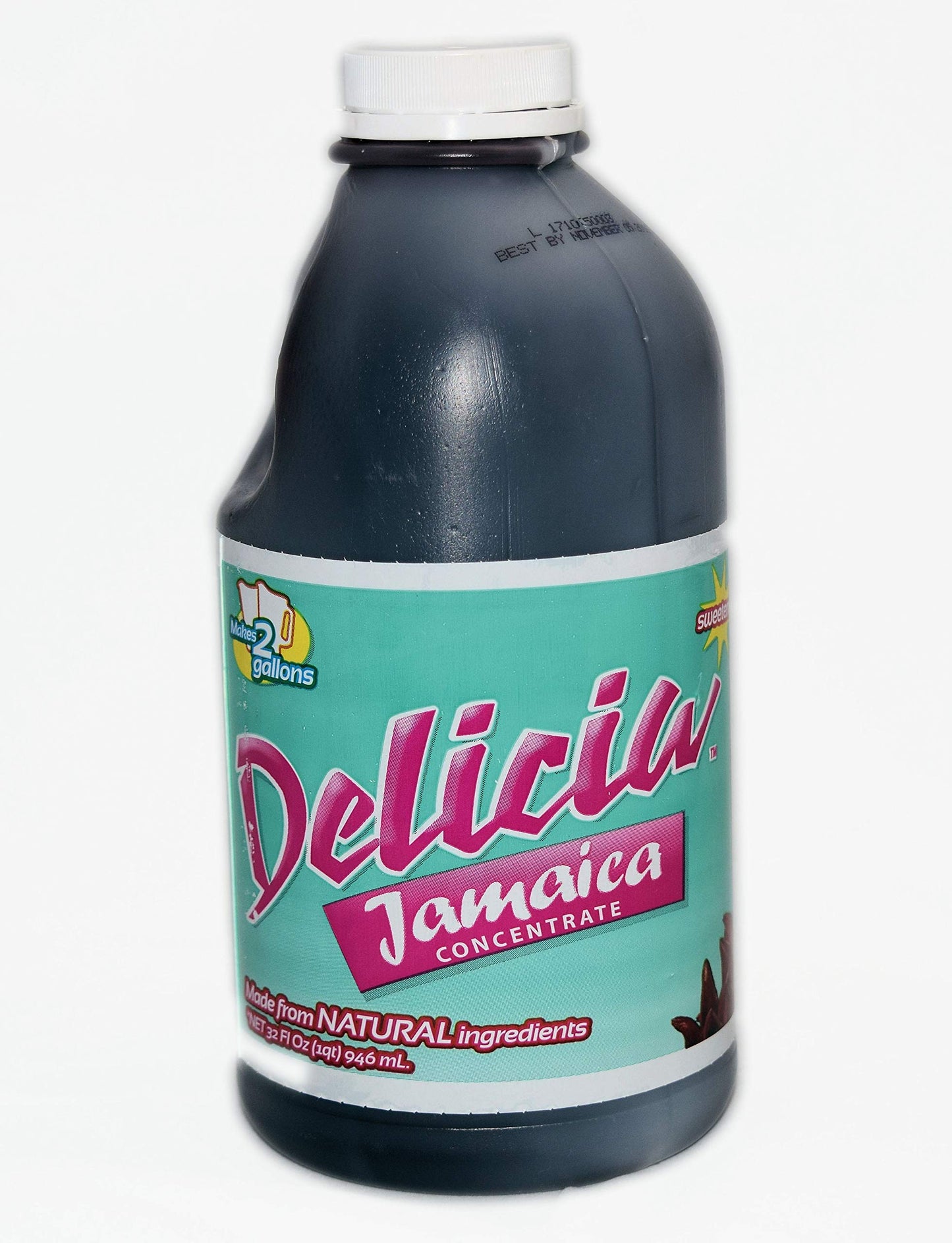Delicia Jamaica Juice Concentrate - 32 oz Natural Ingredient - Jamaica Flower Extract Flavored Beverage
