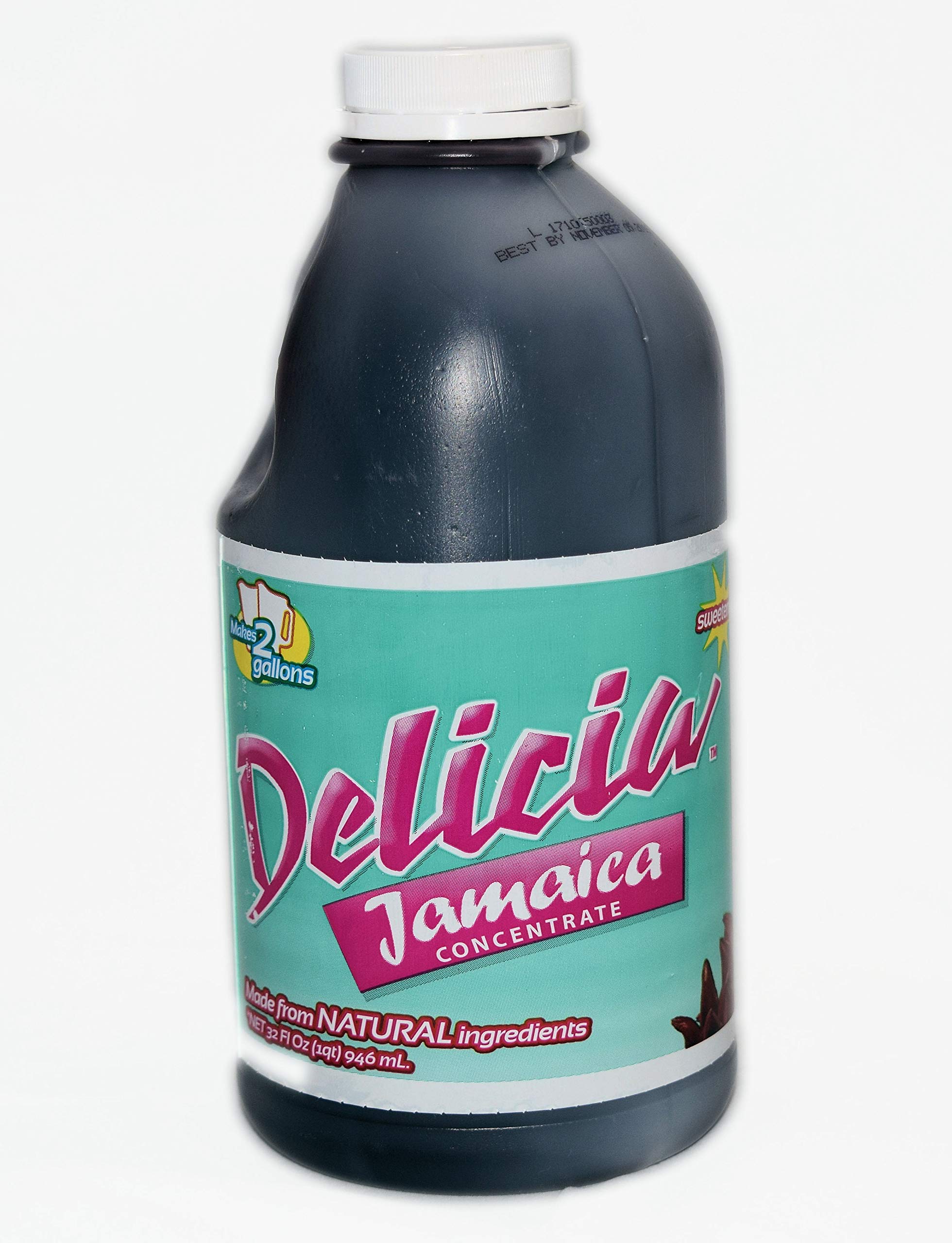Delicia Jamaica Juice Concentrate - 32 oz Natural Ingredient - Jamaica Flower Extract Flavored Beverage