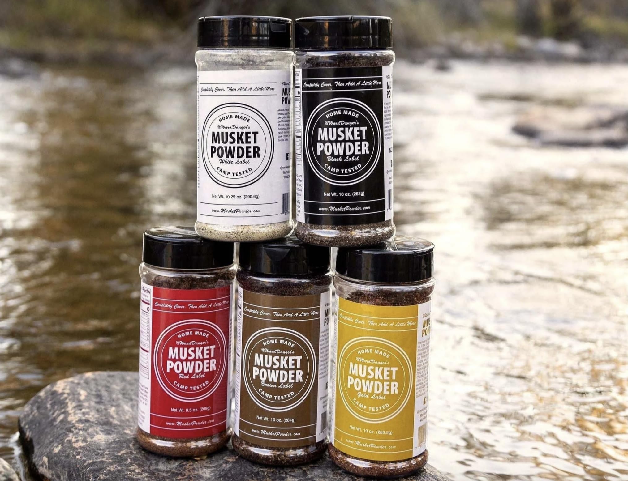 Musket Powder 5-Pack: The Ultimate Collection of Seasonings, 9.5-10.25 oz Bottles