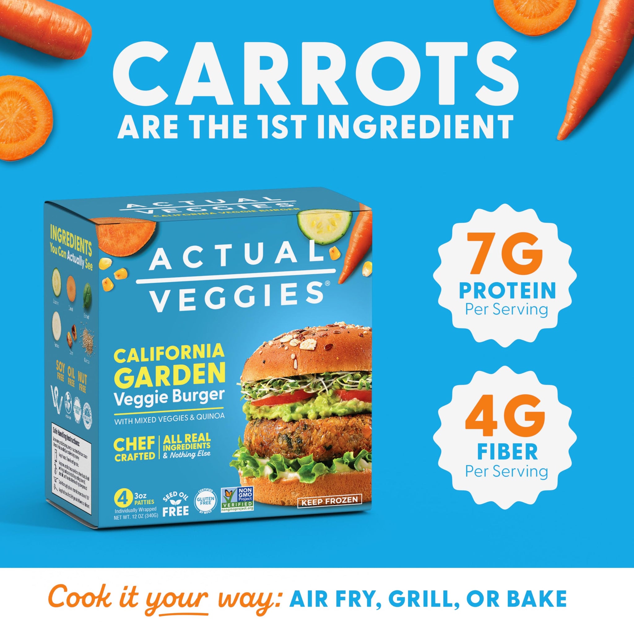 Actual Veggies California Garden Veggie Burger, 12 Oz