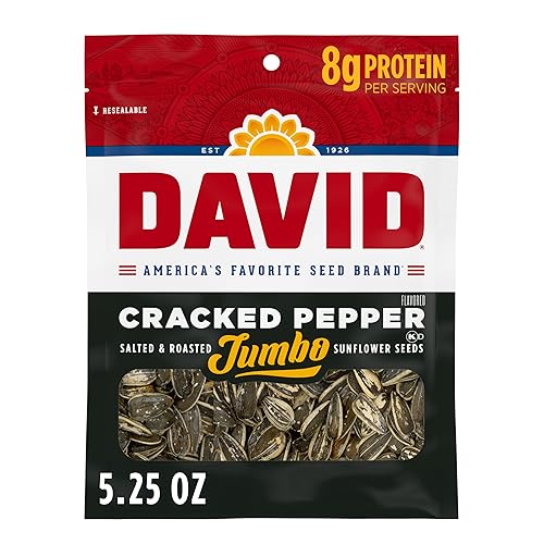 DAVID Jumbo Sunflower Seeds, Cracked Pepper Flavor, 5.25 oz.