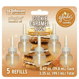 Glade PlugIns Refills Air Freshener, Scented and Essential Oils for Home and Bathroom, Cookie Caramel Rush, 3.35 Fl Oz, 5 Count