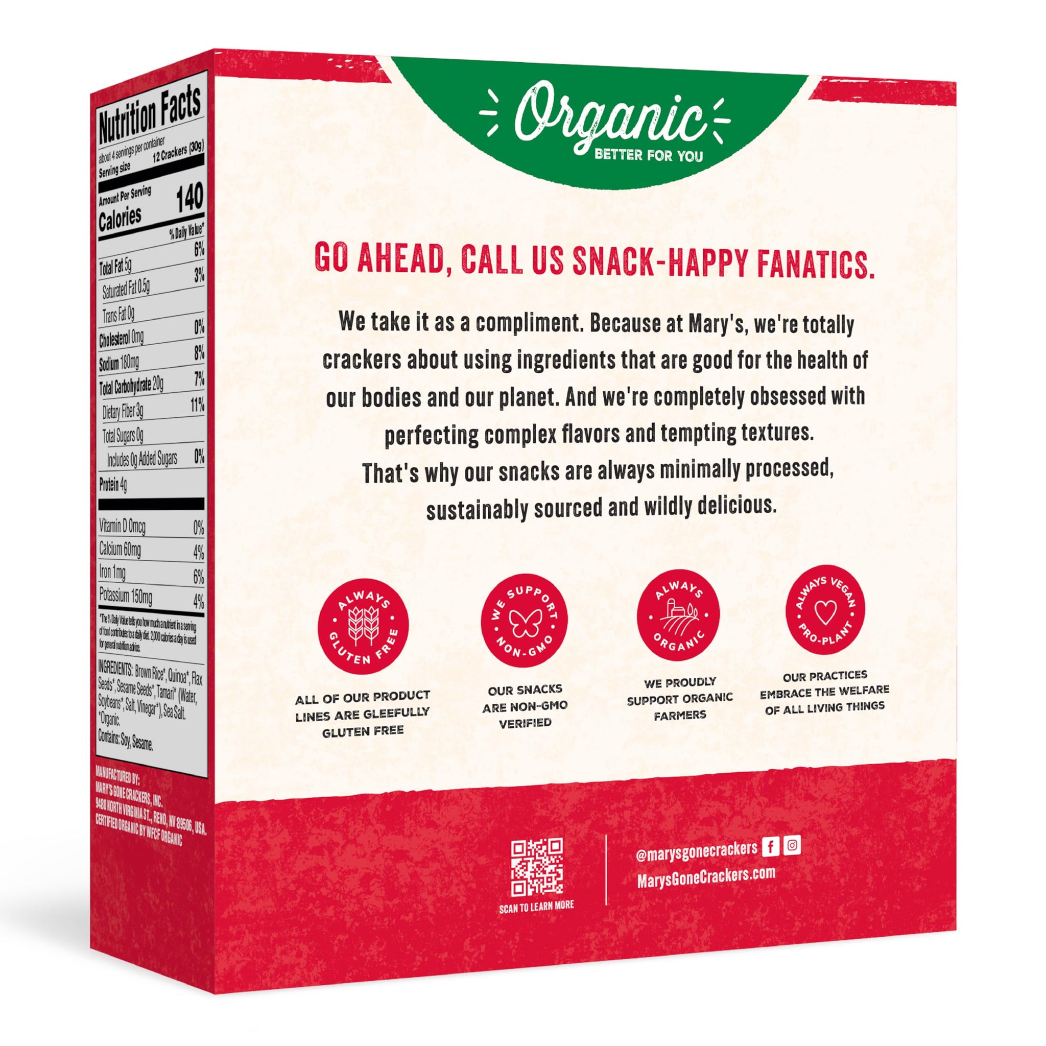 Mary's Gone Crackers Organic Original Crackers - Gluten-Free, NON-GMO, Vegan & Whole Grain, 4 Ounce (Pack of 1)